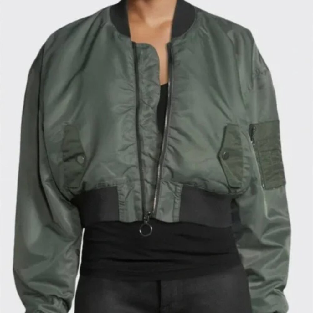 HUDSON Jacket Bomber Rouge Cropped Women Olive Size Small